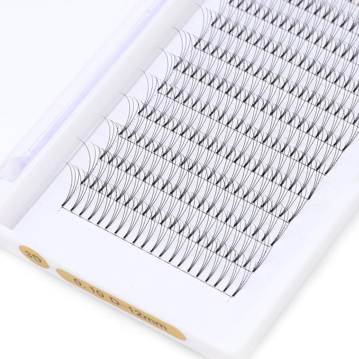 3D Short Stem Premade Fans Lashes Eyelash Extension Trays