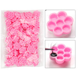 100PCS Pink Flower Plum Shaped Eyelash Extension Glue Holder Blooming Cup