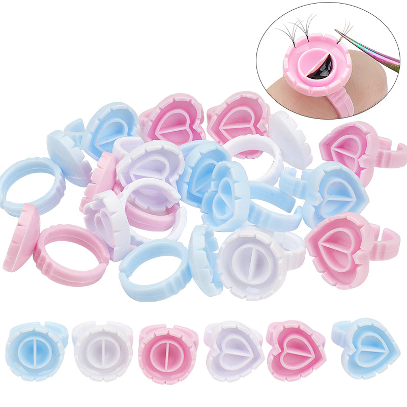 100PCS Disposable Heart-shaped Glue Rings for Eyelash Extension